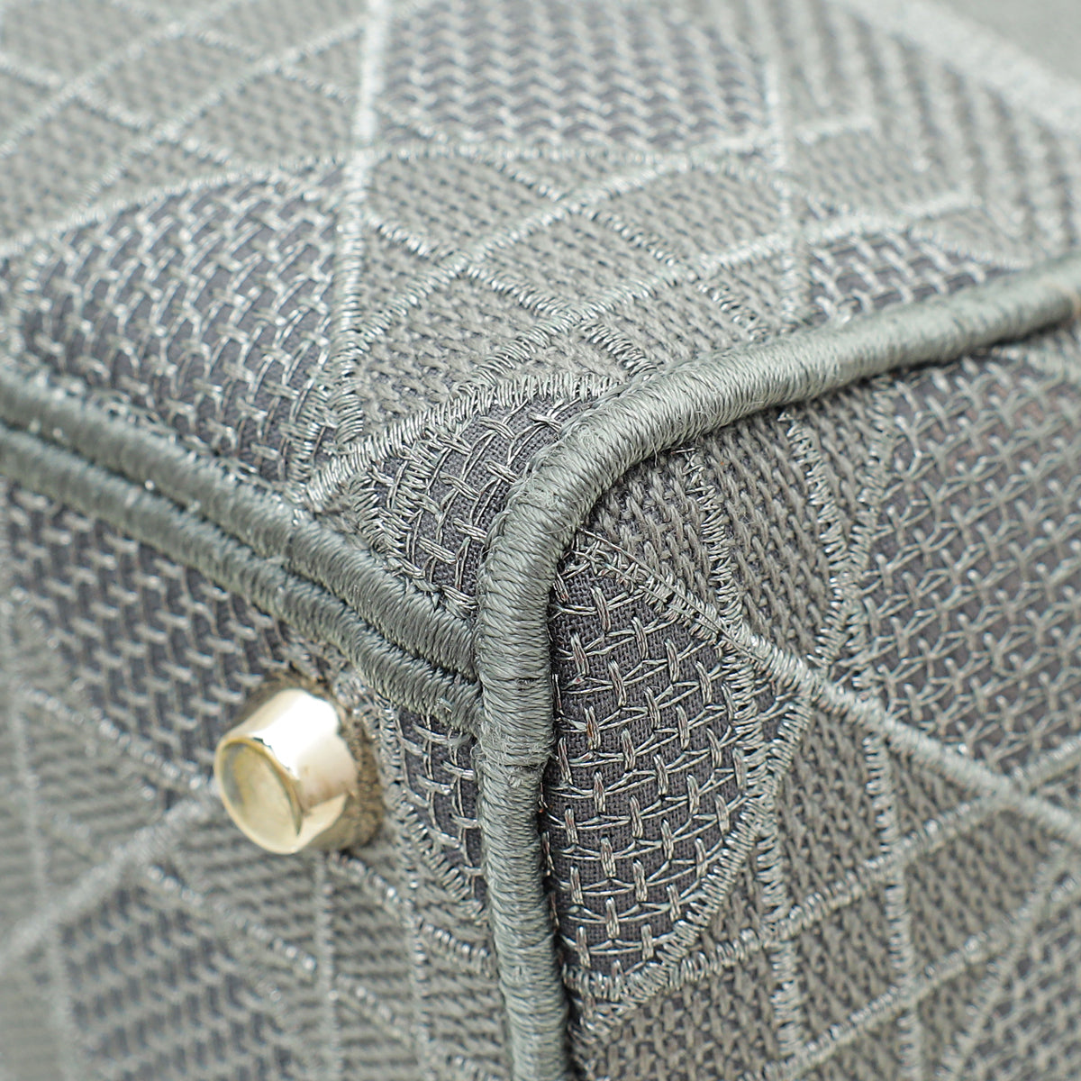 Christian Dior Metallic Grey Lady D-Lite Cannage Embroidery Medium Bag Rovelle Bags