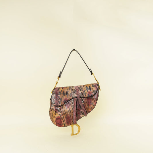 Christian Dior Multicolor Saddle Python Medium Bag Rovelle Bags