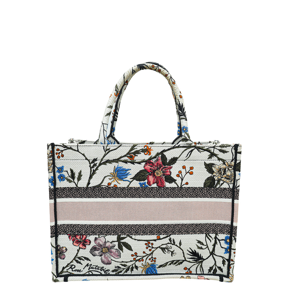 Christian Dior White Multicolor Book Tote Jardin Botanique Embroidery Medium Bag Rovelle Bags