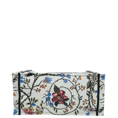 Christian Dior White Multicolor Book Tote Jardin Botanique Embroidery Medium Bag Rovelle Bags