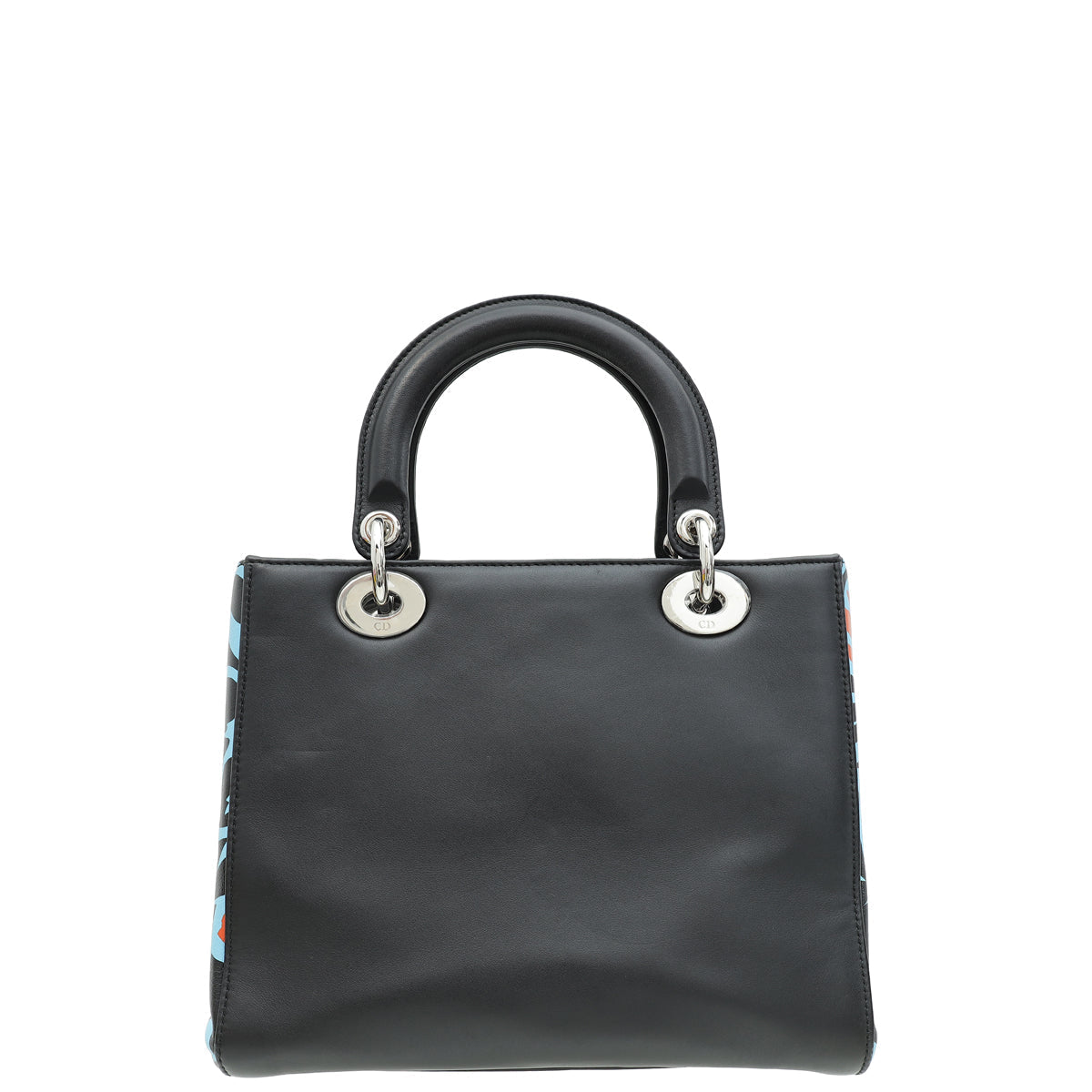 Christian Dior Black Multicolor Printed Logo Lady Dior Medium Bag Rovelle Bags