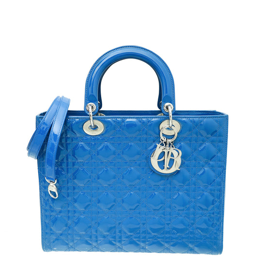 Christian Dior Royal Blue Lady Dior Large Bag Rovelle Bags