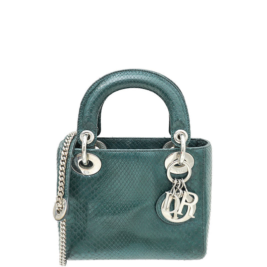 Christian Dior Dark Green Python Chain Mini Lady Dior Bag Rovelle Bags