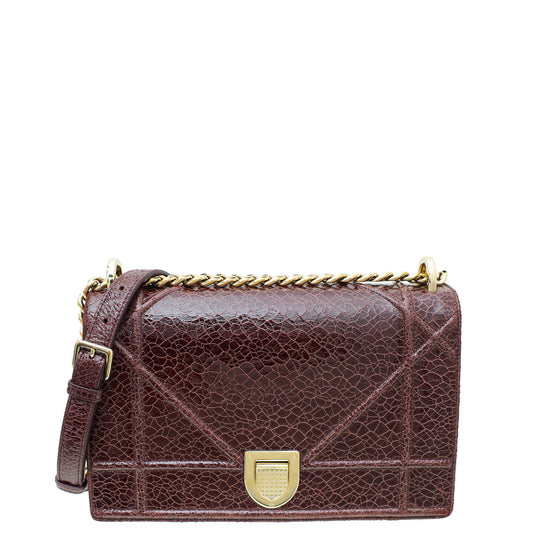 Christian Dior Burgundy Diorama Ceramic Effect Medium Bag Rovelle Bags
