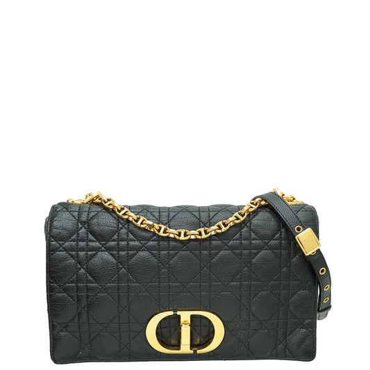 Christian Dior Black Supple Cannage Caro Large Flap Bag Rovelle Bags
