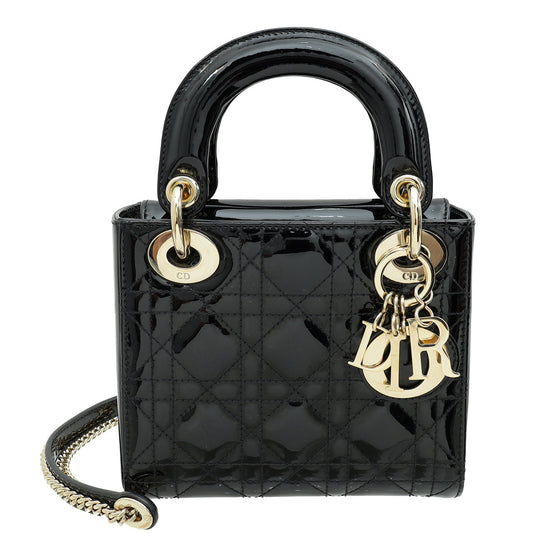 Christian Dior Black Chain Mini Lady Dior Bag Rovelle Bags