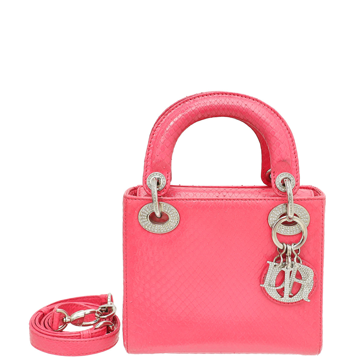 Christian Dior Pink Python Swarovski Crystal Lady Dior Mini Bag Rovelle Bags