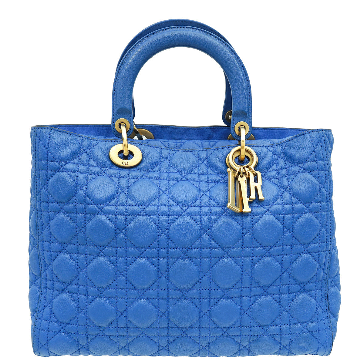 Christian Dior Royal Blue Cannage Supple Lady Dior Large Bag Rovelle Bags