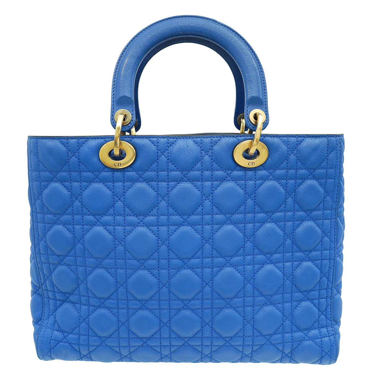 Christian Dior Royal Blue Cannage Supple Lady Dior Large Bag Rovelle Bags