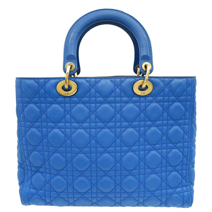Christian Dior Royal Blue Cannage Supple Lady Dior Large Bag Rovelle Bags