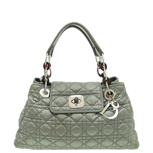 Christian Dior Grey Satin Charming Lock Medium Tote Bag Rovelle Bags