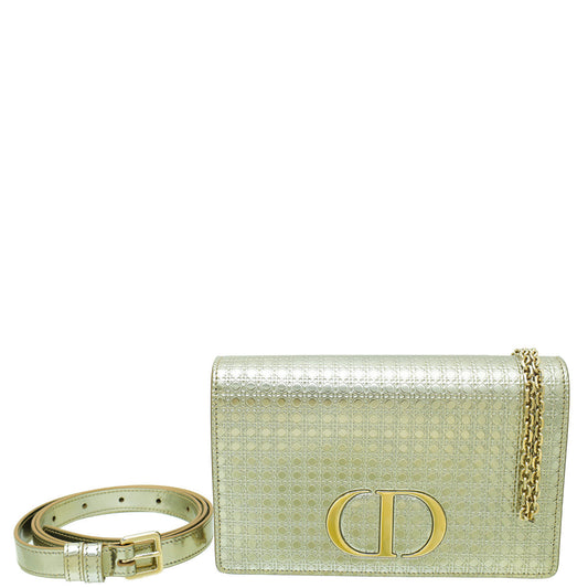 Christian Dior Champagne 30 Montaigne Micro Cannage 2 In 1 Pouch Rovelle Bags