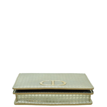 Christian Dior Champagne 30 Montaigne Micro Cannage 2 In 1 Pouch Rovelle Bags