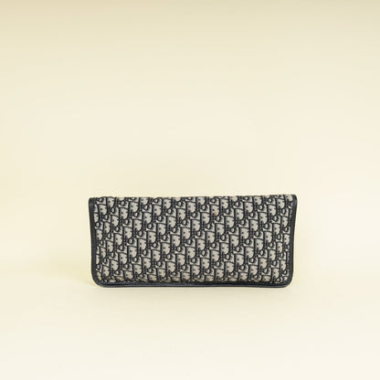 Christian Dior Navy Blue Oblique Fold Over Clutch Rovelle Bags