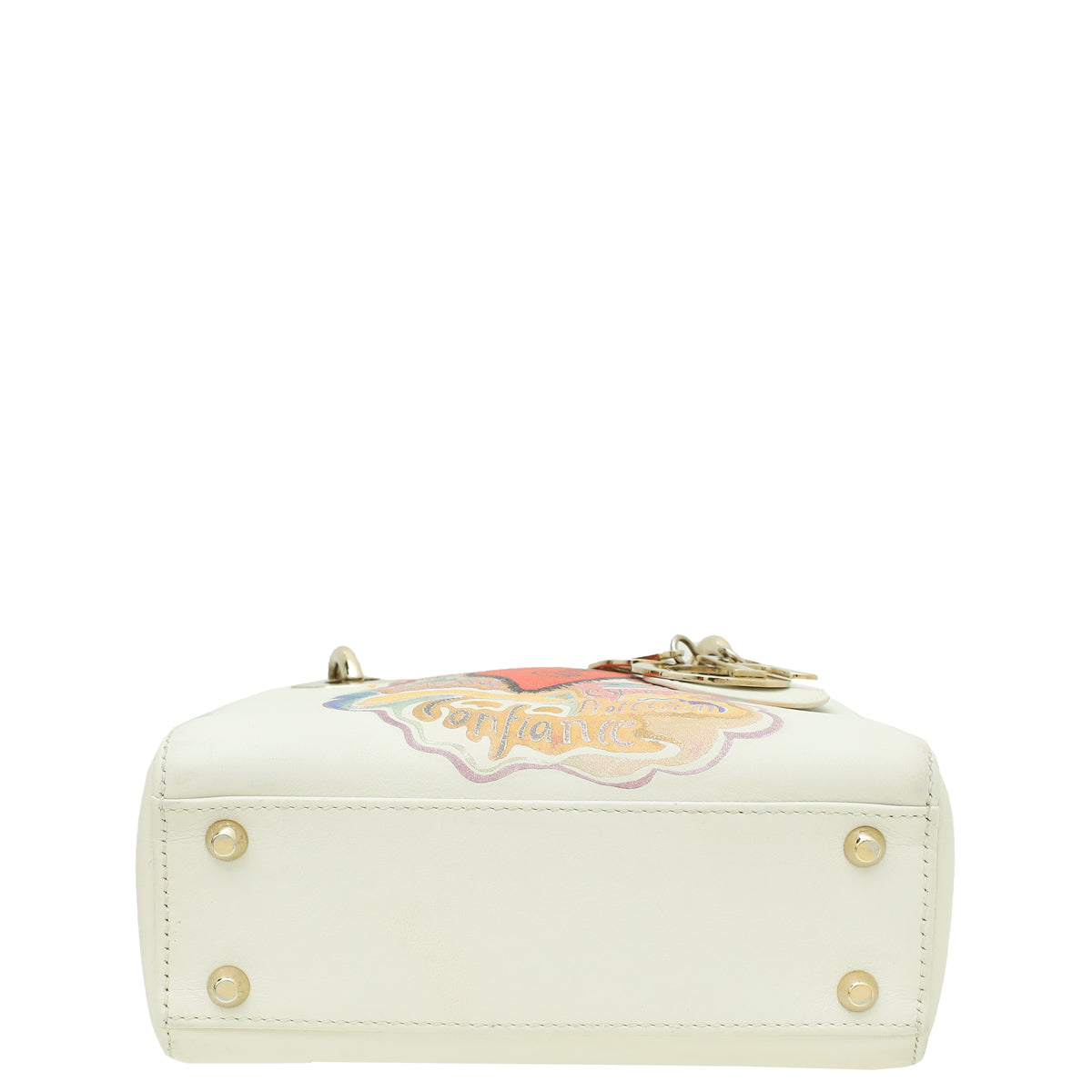 Christian Dior Off White Multicolor Ltd Ed Amour Print Chain Mini Lady Dior Bag Rovelle Bags