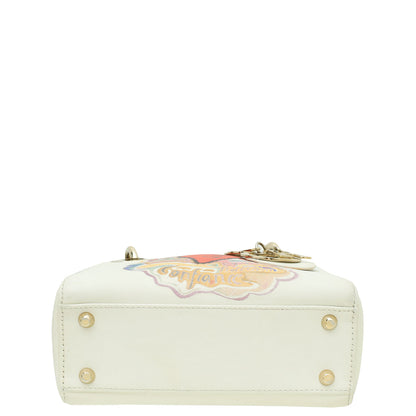 Christian Dior Off White Multicolor Ltd Ed Amour Print Chain Mini Lady Dior Bag Rovelle Bags