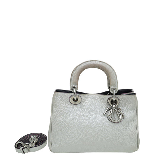 Christian Dior Pearl White Diorissimo Mini Tote Bag Rovelle Bags