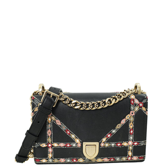 Christian Dior Black Diorama Small Embroidered Shoulder Bag Rovelle Bags
