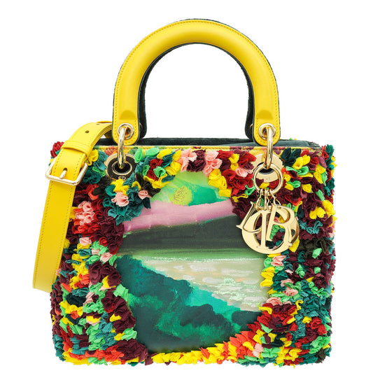 Christian Dior Yellow Multicolor L E Shara Hughes Lady Dior Medium Bag Rovelle Bags