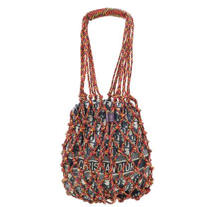 Christian Dior Navy Blur Woven Rope And Oblique Technical Fabric Net Shoulder Bag Rovelle Bags