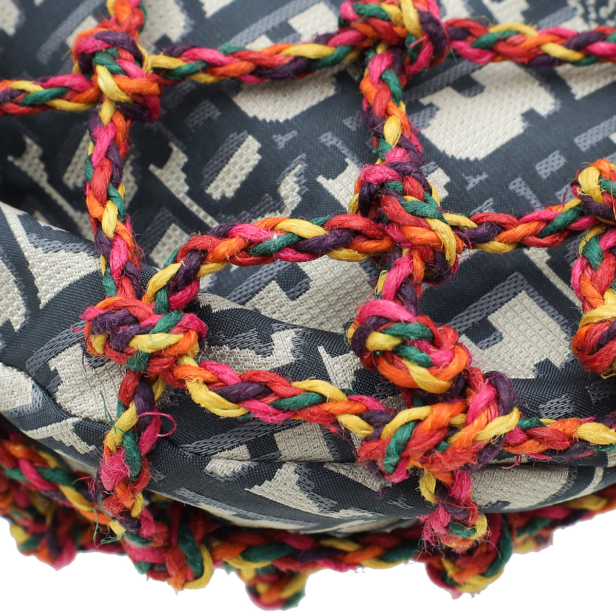 Christian Dior Navy Blur Woven Rope And Oblique Technical Fabric Net Shoulder Bag Rovelle Bags