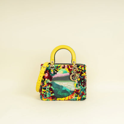 Christian Dior Yellow Multicolor L E Shara Hughes Lady Dior Medium Bag Yellow Rovelle Bags