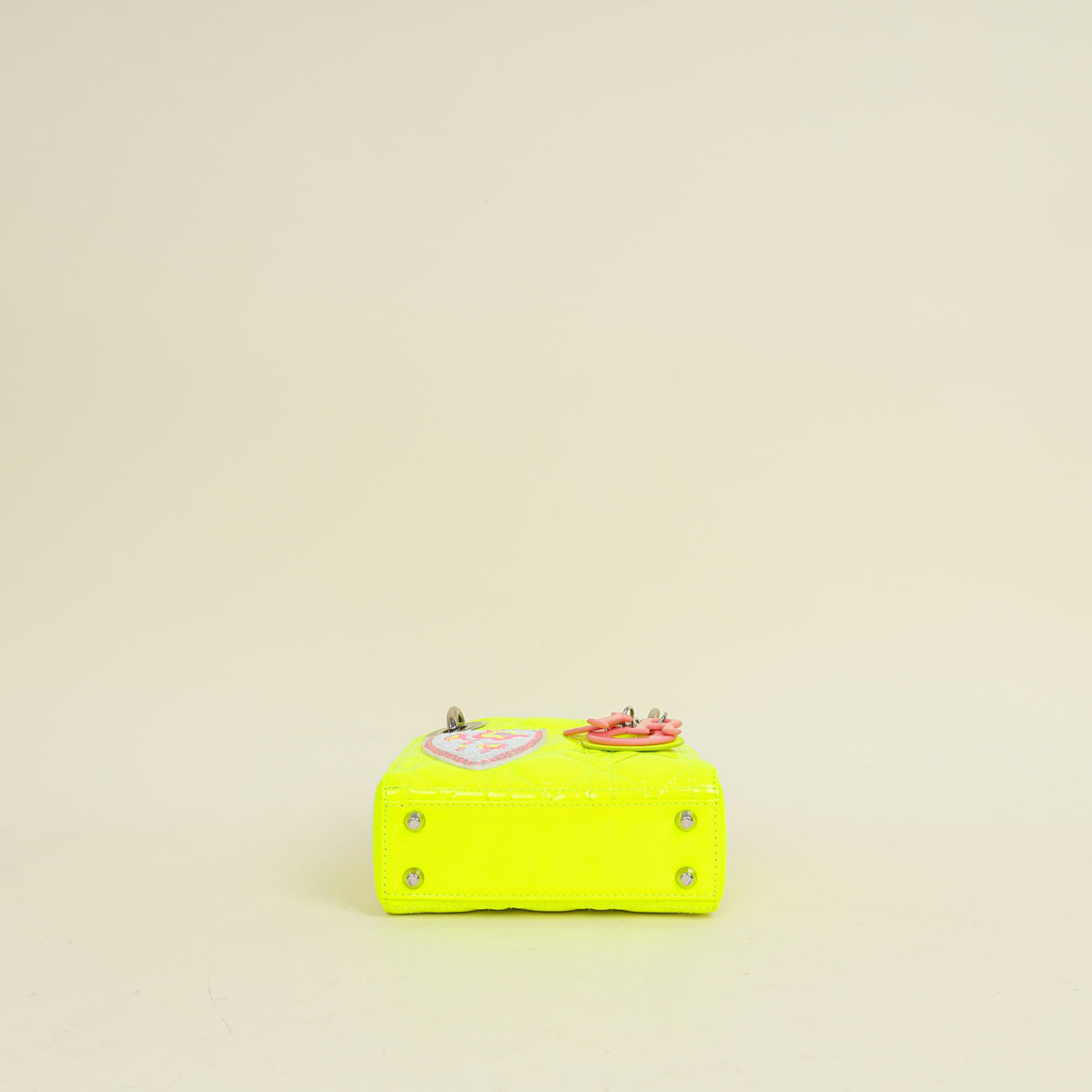 Christian Dior Neon Green Lady Dior Micro With Embroidered Patch Bag Rovelle Bags