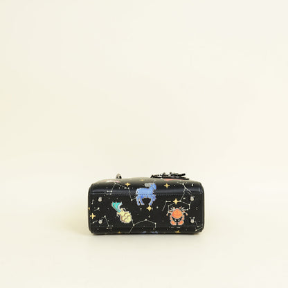 Christian Dior Black Multicolor Pixel Zodiac Print Lady Dior Mini Chain Bag Rovelle Bags
