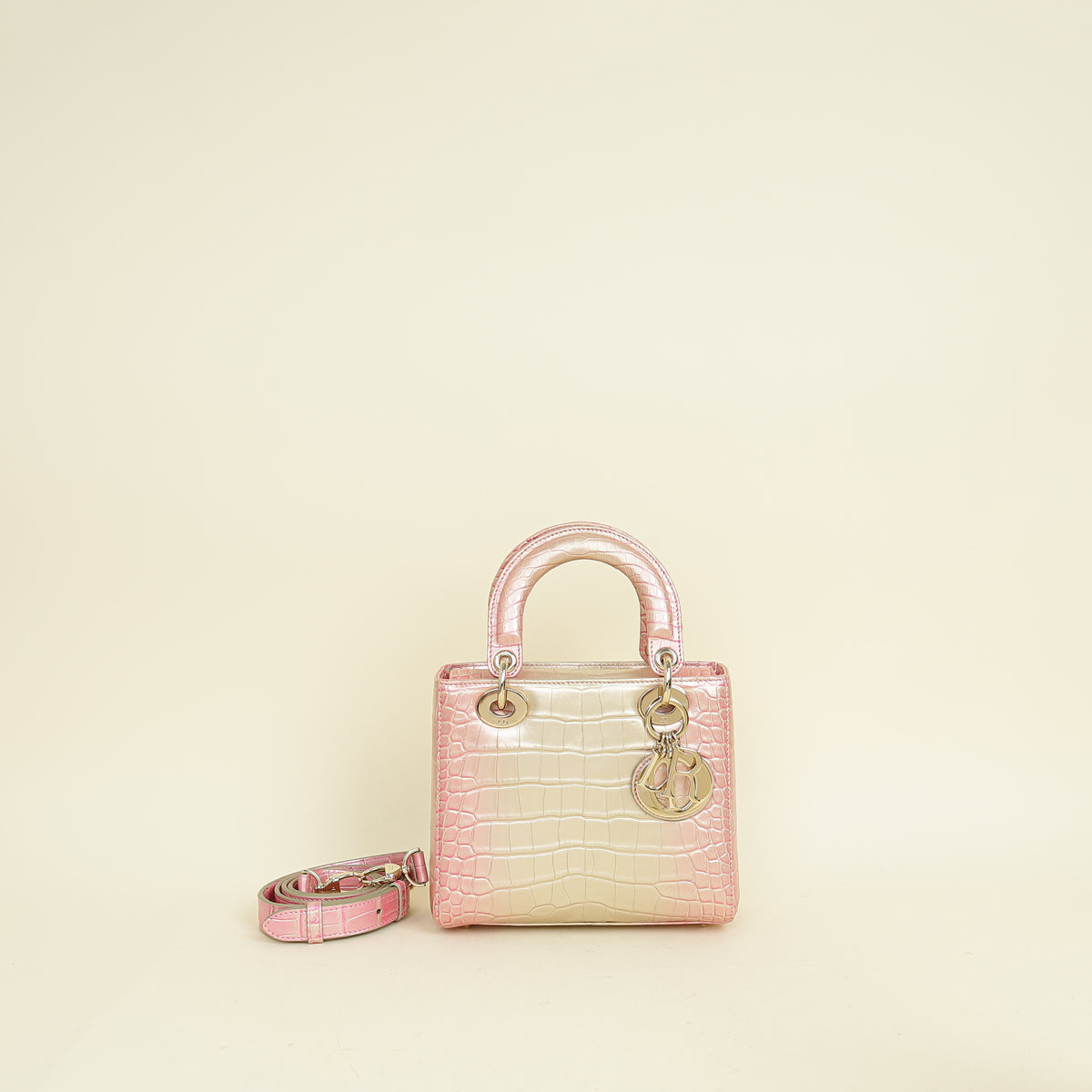 Christian Dior Bicolor Metallic Lady Dior Alligator Small Bag Rovelle Bags