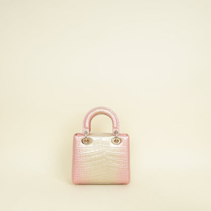 Christian Dior Bicolor Metallic Lady Dior Alligator Small Bag Rovelle Bags