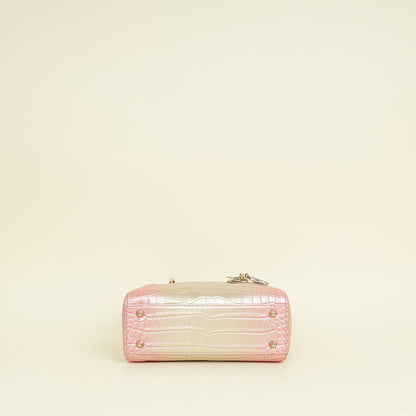 Christian Dior Bicolor Metallic Lady Dior Alligator Small Bag Rovelle Bags