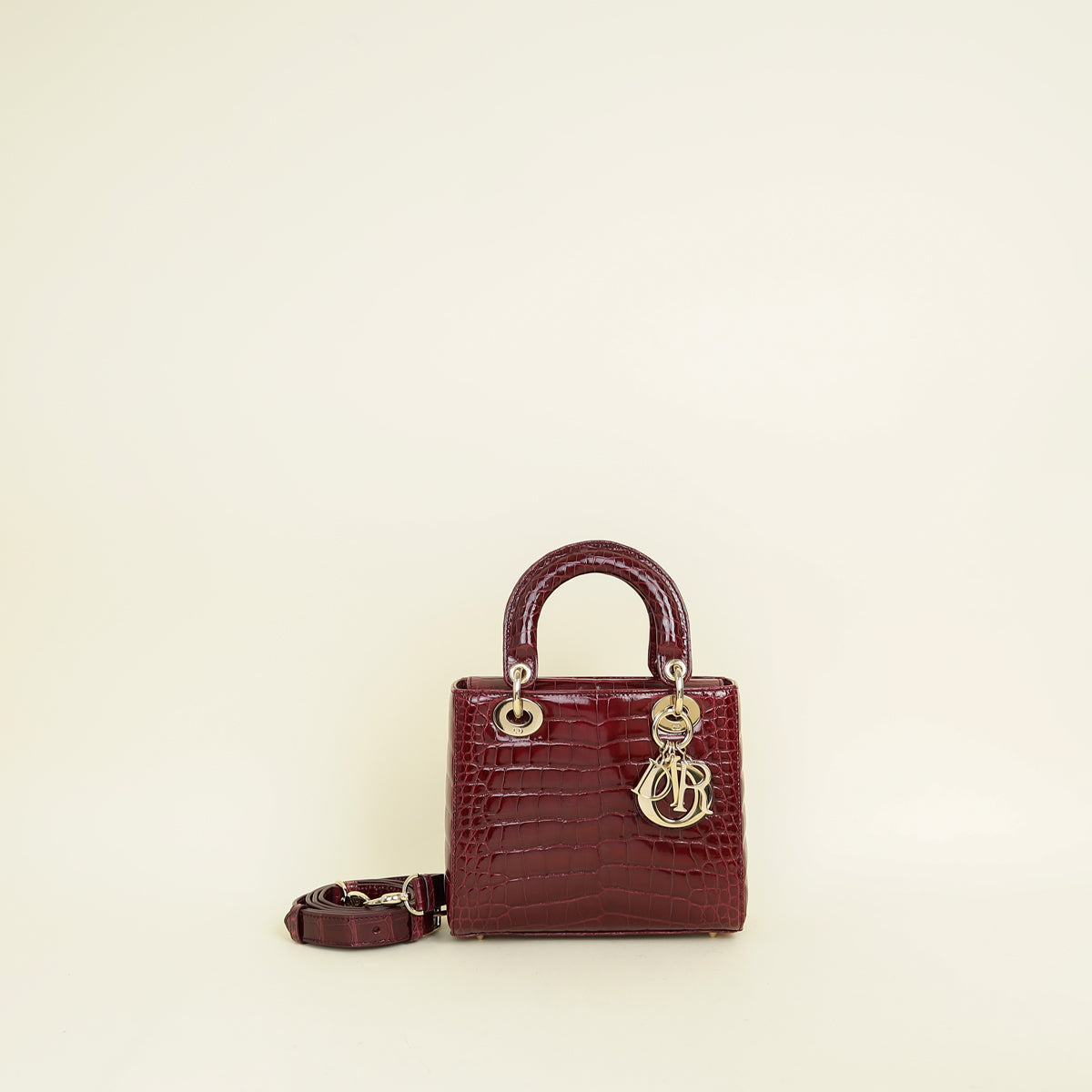 Christian Dior Burgundy Lady Dior Alligator Small Bag Rovelle Bags