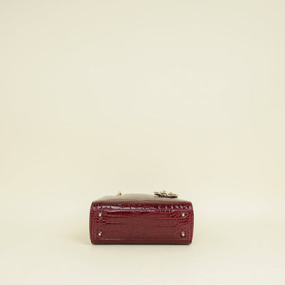 Christian Dior Burgundy Lady Dior Alligator Small Bag Rovelle Bags