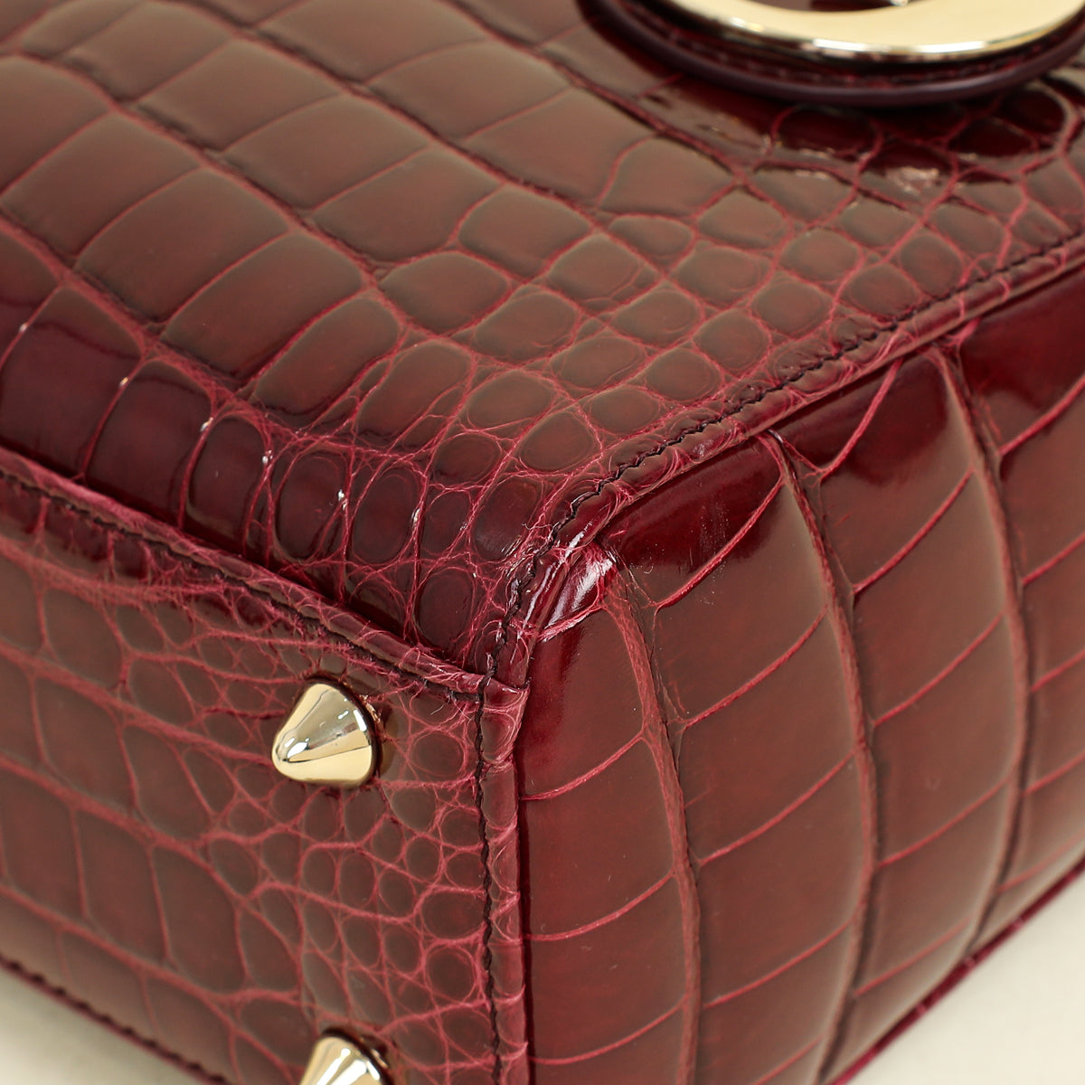 Christian Dior Burgundy Lady Dior Alligator Small Bag Rovelle Bags