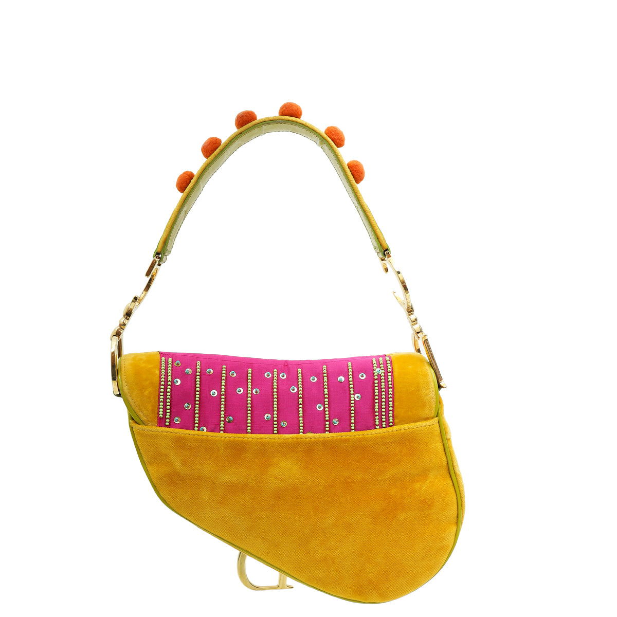 Christian Dior Multicolor L E Pom Pom Embellished Saddle Medium Bag Rovelle Bags