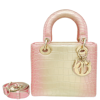 Christian Dior Metallic Bicolor Alligator Lady Dior Small Bag Rovelle Bags