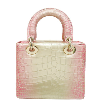 Christian Dior Metallic Bicolor Alligator Lady Dior Small Bag Rovelle Bags