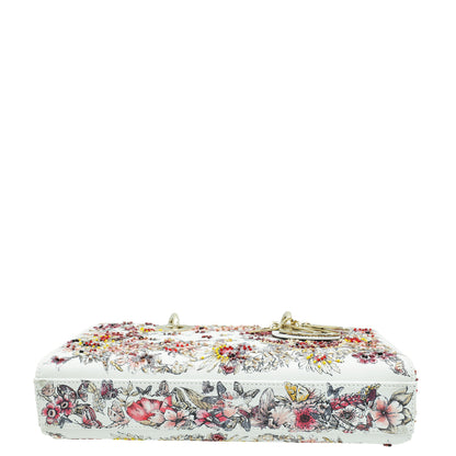 Christian Dior White Multicolor D-Joy Butterfly Printed And Embroidered Medium Bag Rovelle Bags