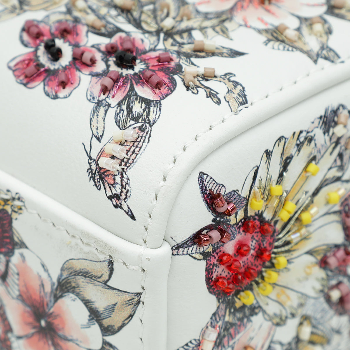 Christian Dior White Multicolor D-Joy Butterfly Printed And Embroidered Medium Bag Rovelle Bags