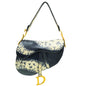 Christian Dior Navy Blue Python Saddle Medium Bag Rovelle Bags