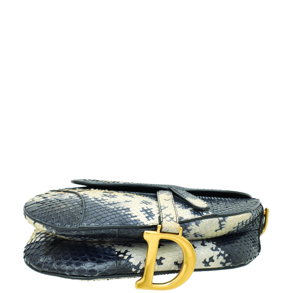 Christian Dior Navy Blue Python Saddle Medium Bag Rovelle Bags