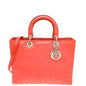 Christian Dior Coral Ostrich Lady Dior Large Bag Rovelle Bags