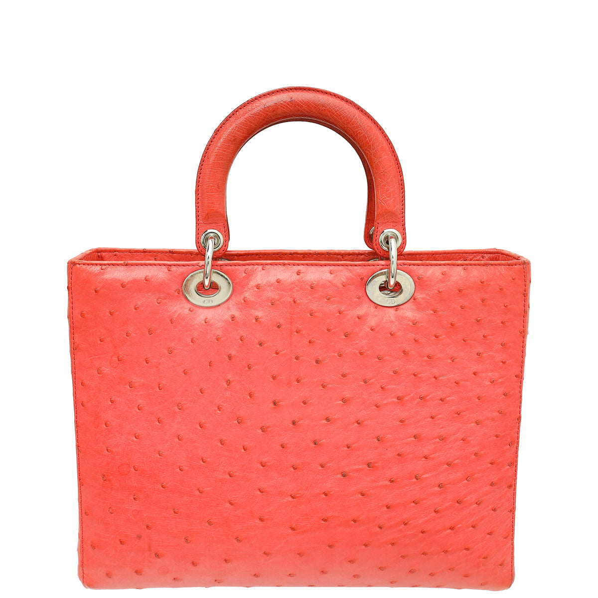 Christian Dior Coral Ostrich Lady Dior Large Bag Rovelle Bags