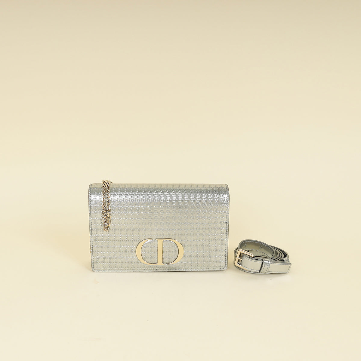 Christian Dior Silver 30 Montaigne Microcannge 2 Way Chain Pouch Rovelle Bags