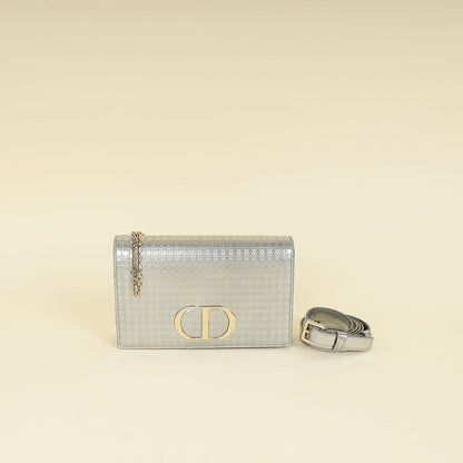 Christian Dior Silver 30 Montaigne Microcannge 2 Way Chain Pouch Rovelle Bags