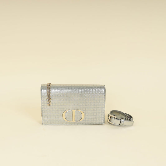 Christian Dior Silver 30 Montaigne Microcannge 2 Way Chain Pouch Rovelle Bags