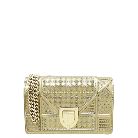 Christian Dior Metallic Gold Micro-Cannage Baby Diorama Flap Bag Rovelle Bags