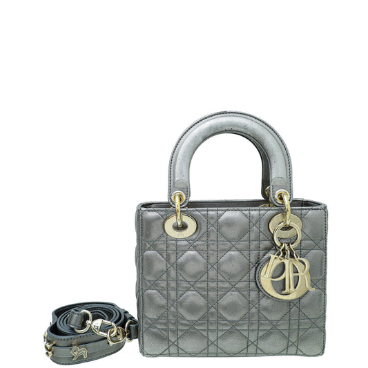 Christian Dior Metallic Gray My Abcdior Lady Dior Small Bag Rovelle Bags