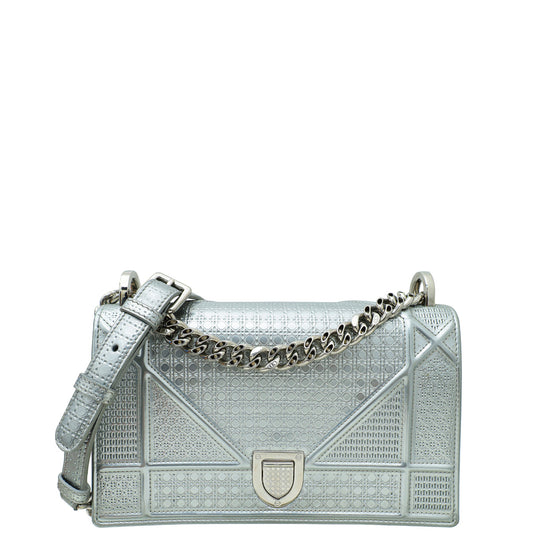 Christian Dior Silver Diorama Micro Cannage Small Shoulder Bag Rovelle Bags