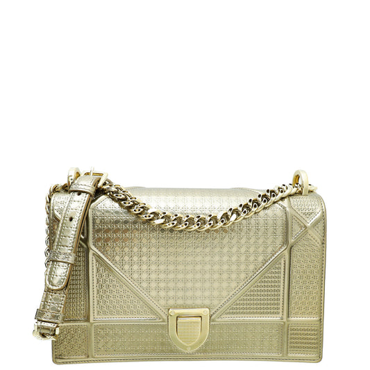 Christian Dior Champaigne Diorama Micro Cannage Medium Flap Bag Rovelle Bags
